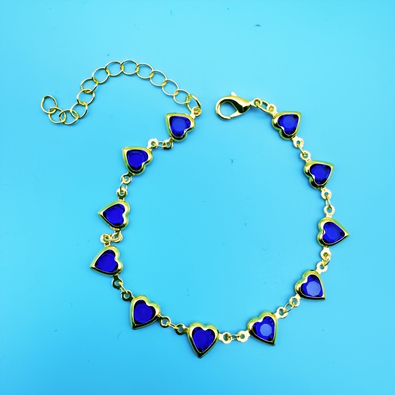 Boho Heart Beaded Bracelet with Glass Gemstones Adjustable Clasp